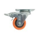 GARRUCHA CON FRENO LLANTA PVC NARANJADA 1 1/2 1.5"