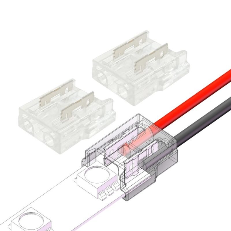 CONECTOR PARA LUZ LED DE 8MM CON CABLE (RECTO)